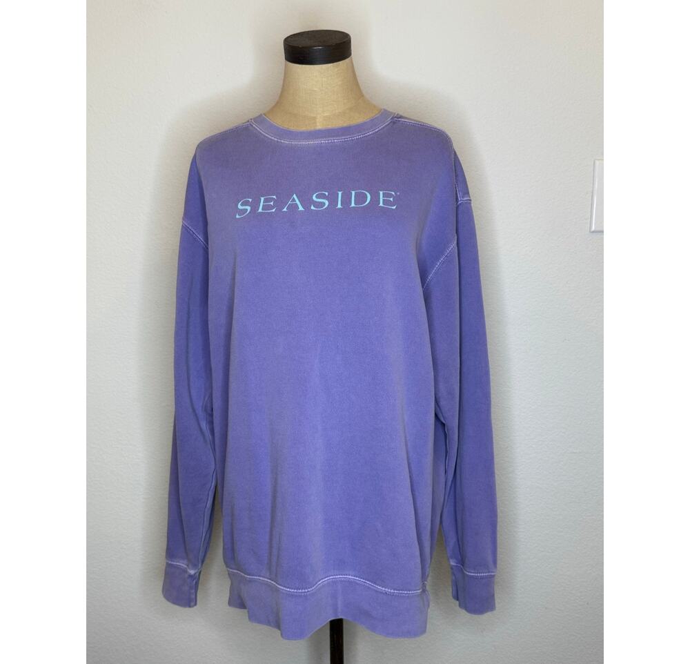 Seaside Comfort Colors Purple crewneck Sweatshirt Women size L